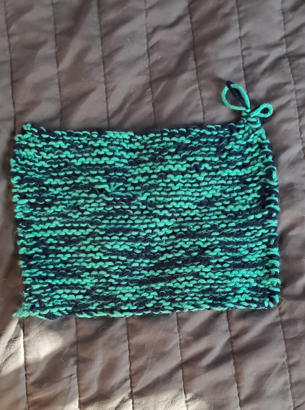 Handmade Knit Dishcloth - Teal & Navy